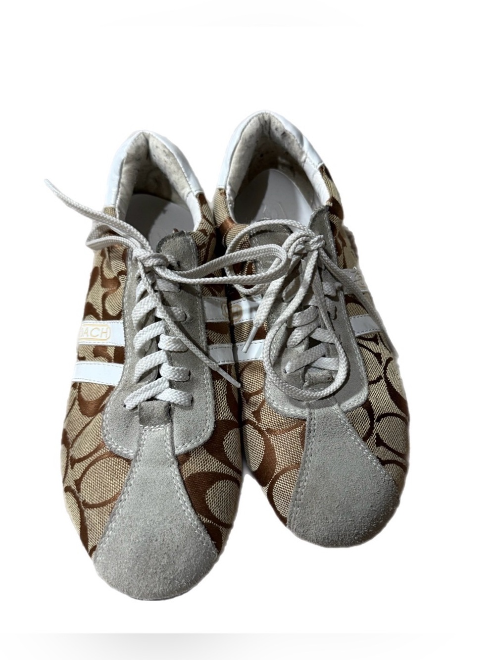 Coach Beige & Brown Signature Canvas Sneakers